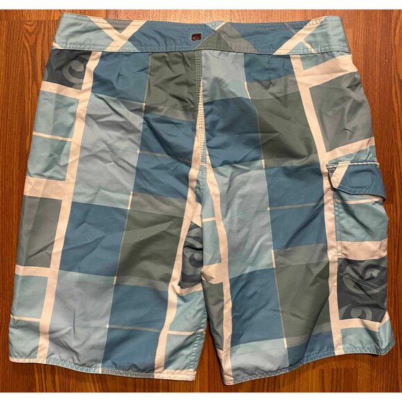 Quiksilver Board Shorts Mens 36 10" Plaid AOP Beach Swim Trunks Crest - Picture 2 of 6